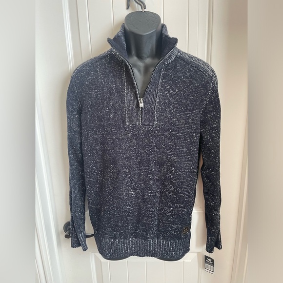 NWT Men’s X-RAY Long Sleeve Quarter Zip Knit Sweater in Navy Marble, Size Small - Picture 5 of 13